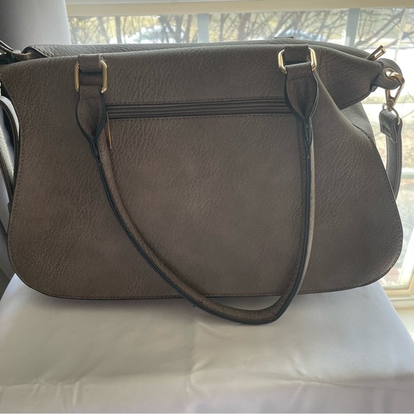 Medium Light Gray Shoulder Crossbody Bag Purse Unbranded Gold Hardware - Picture 6 of 11